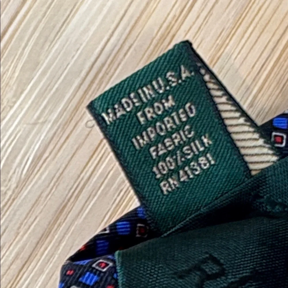 Lauren Ralph‎ Lauren Neck Tie Blue Geometric Silk